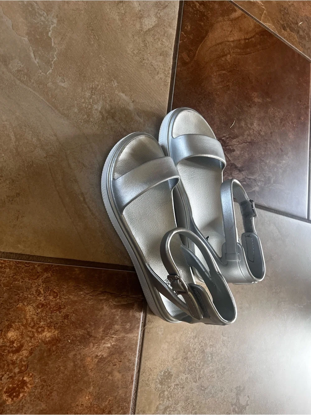 Silver Women’s Slingback Platform Sandals